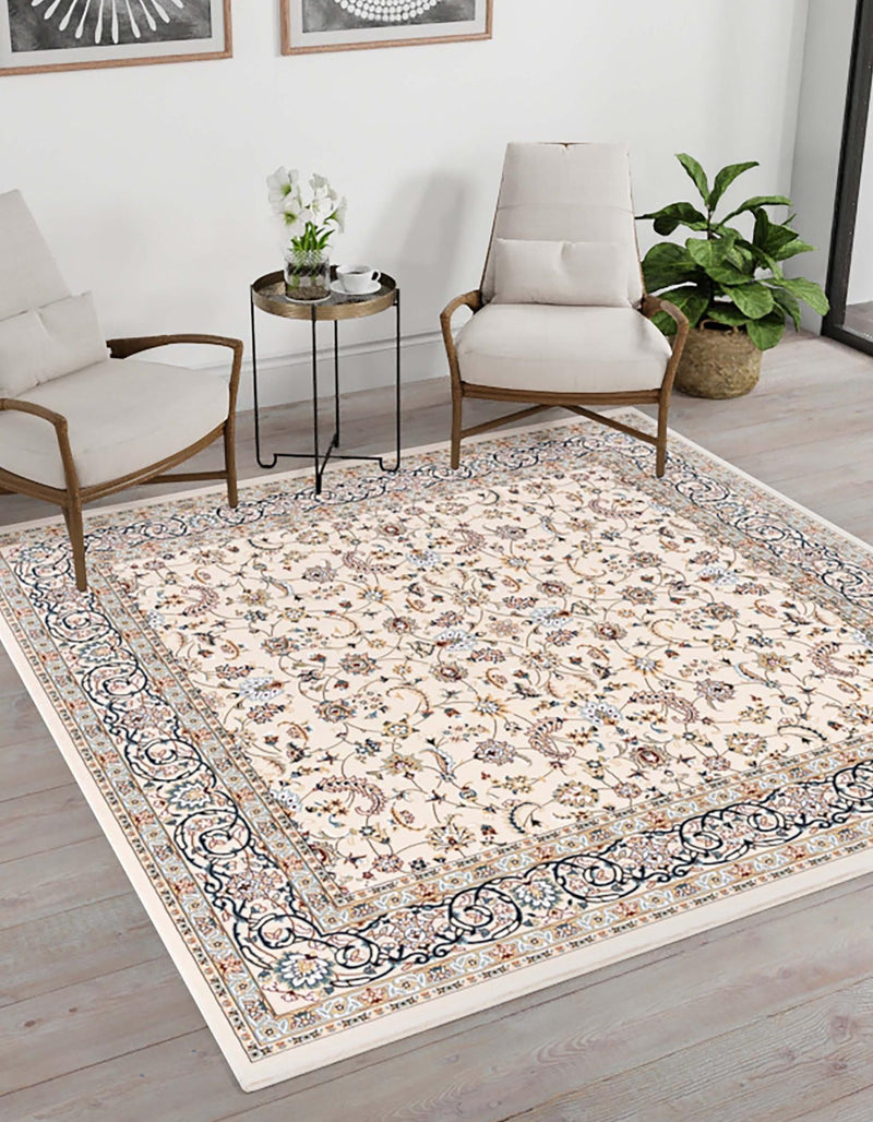 Persian Elegance Collection Area Rug -  Ardabil Square Ivory  lifestyle 49