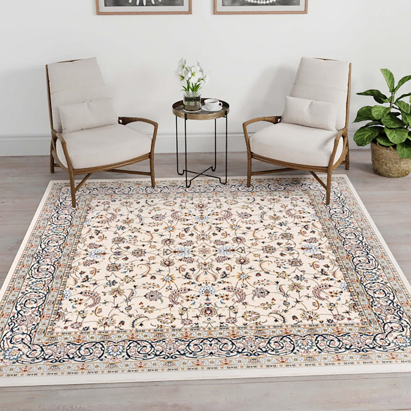 Persian Elegance Collection Area Rug -  Ardabil Square Ivory  lifestyle 135