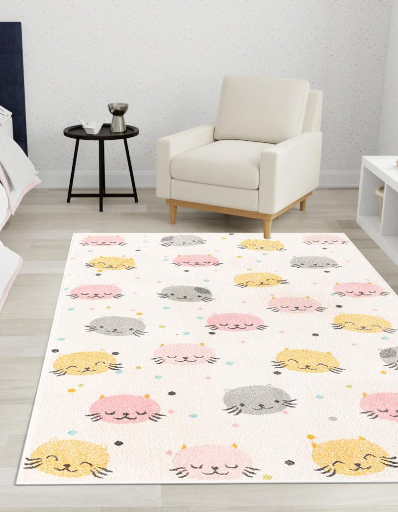 Playful Patterns Collection Area Rug -  Dazzle Rectangle Ivory  lifestyle 3