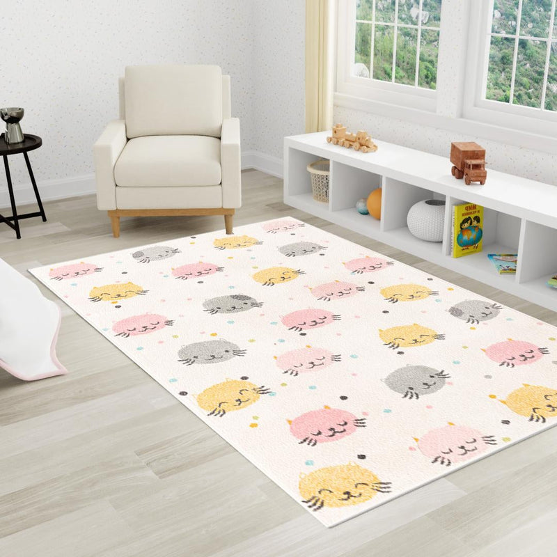 Playful Patterns Collection Area Rug -  Dazzle Rectangle Ivory  lifestyle 15