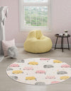 Playful Patterns Collection Area Rug -  Dazzle Round Ivory  lifestyle 19