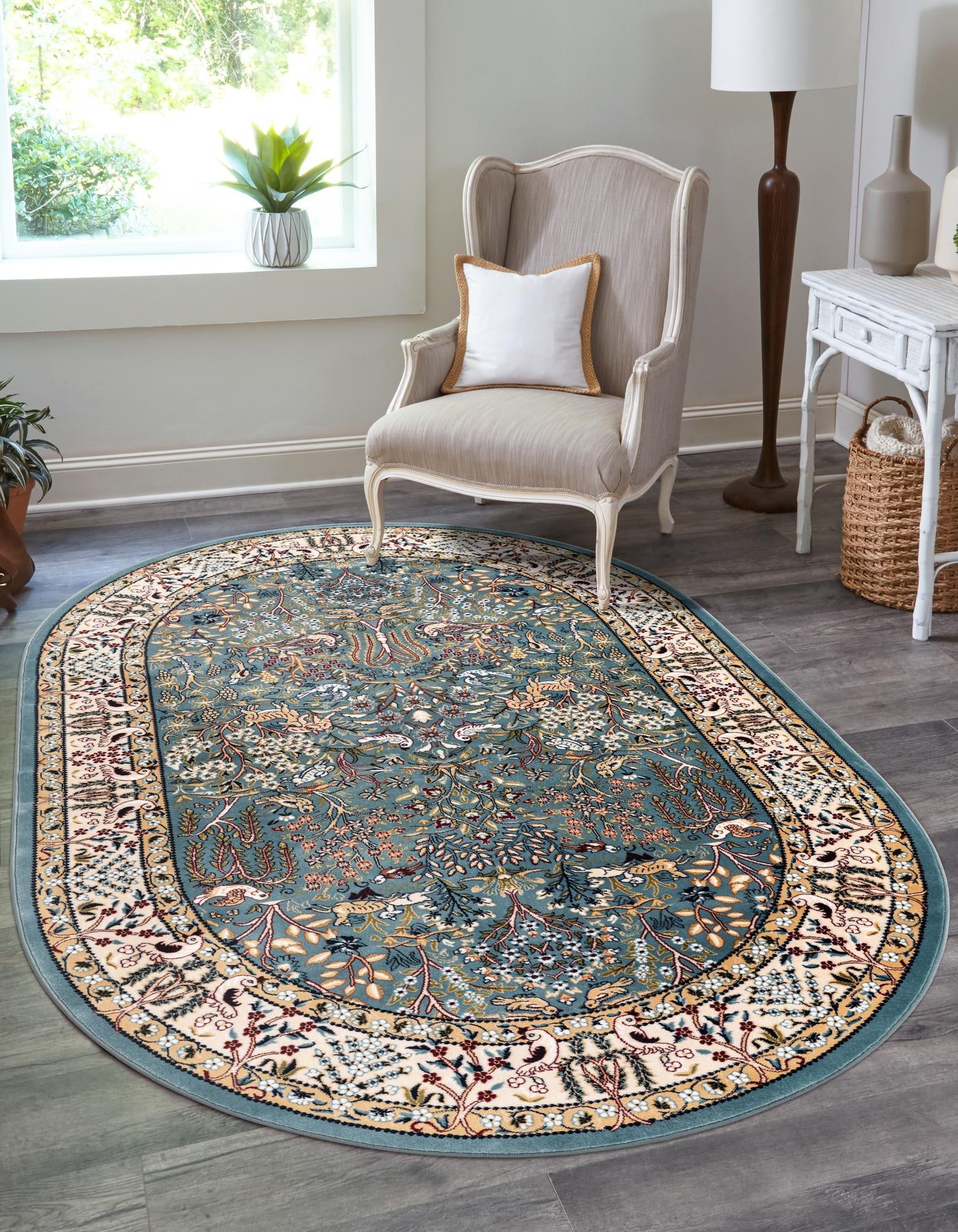 Persian Elegance Collection Area Rug -  Kerman (Blue)