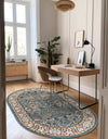 Persian Elegance Collection Area Rug -  Kerman (Blue) Oval Blue  lifestyle 36