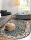 Persian Elegance Collection Area Rug -  Kerman (Blue) Oval Blue  lifestyle 46