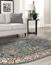 Persian Elegance Collection Area Rug -  Kerman (Blue) Oval Blue  lifestyle 51