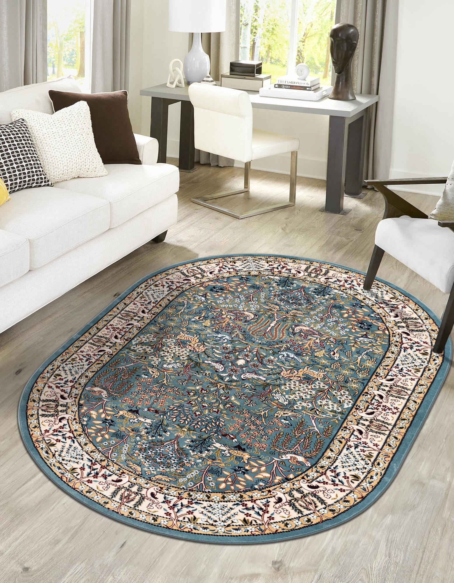 Persian Elegance Collection Area Rug -  Kerman (Blue)