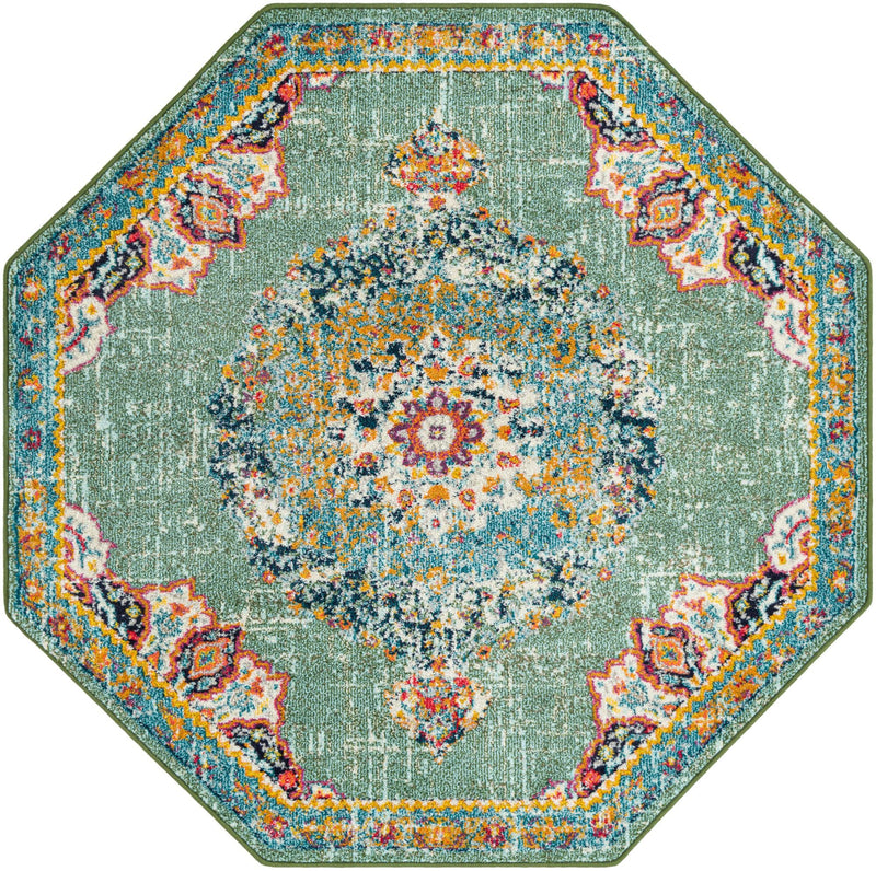 Brighton Terrace Collection Area Rug - Hove (Green) Octagon Green  lifestyle 20