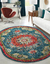 Brighton Terrace Collection Area Rug - Hove (Blue) Oval Blue  lifestyle 20