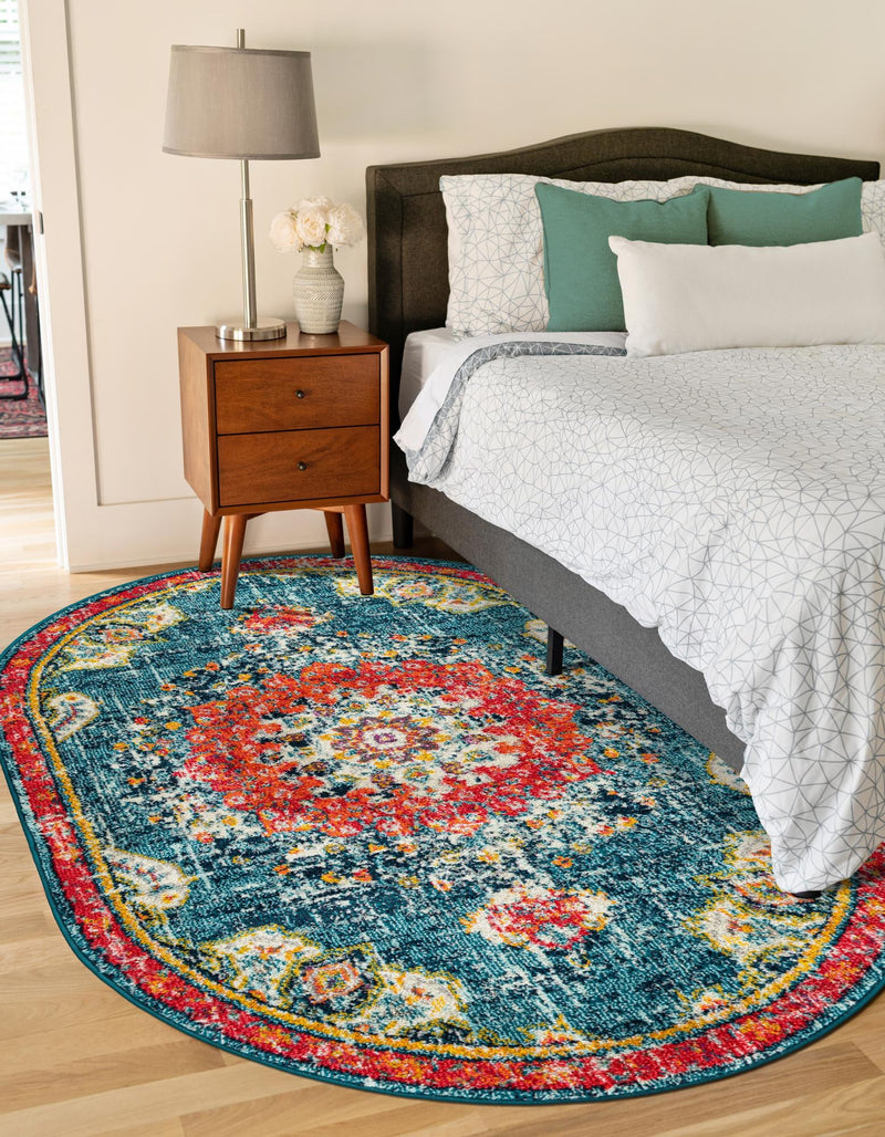 Brighton Terrace Collection Area Rug - Hove (Blue) Oval Blue  lifestyle 38