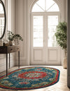 Brighton Terrace Collection Area Rug - Hove (Blue) Oval Blue  lifestyle 44