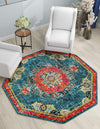 Brighton Terrace Collection Area Rug - Hove (Blue) Octagon Blue  lifestyle 21