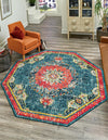 Brighton Terrace Collection Area Rug - Hove (Blue) Octagon Blue  lifestyle 65