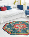 Brighton Terrace Collection Area Rug - Hove (Blue) Octagon Blue  lifestyle 71