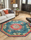 Brighton Terrace Collection Area Rug - Hove (Blue) Octagon Blue  lifestyle 77