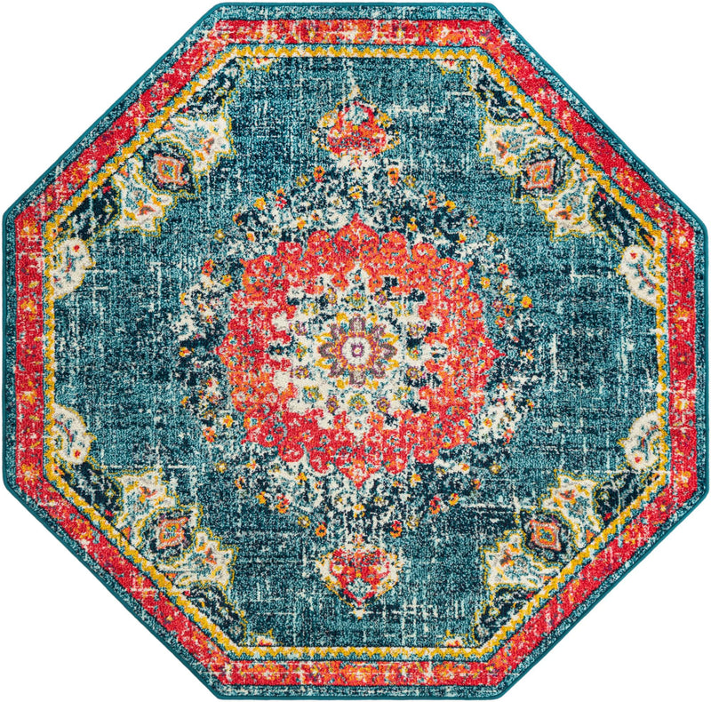 Brighton Terrace Collection Area Rug - Hove (Blue) Octagon Blue  lifestyle 17