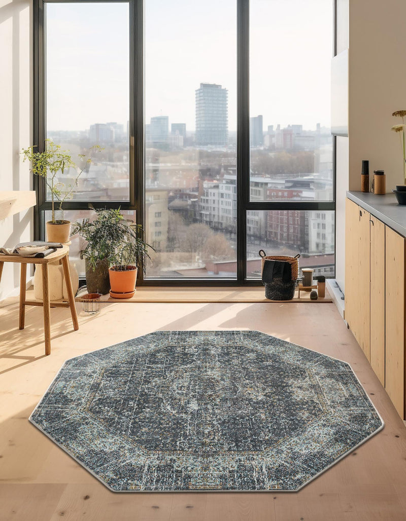 Caribbean Breeze Collection Area Rug -  Utila Octagon Fume Gray  lifestyle 52