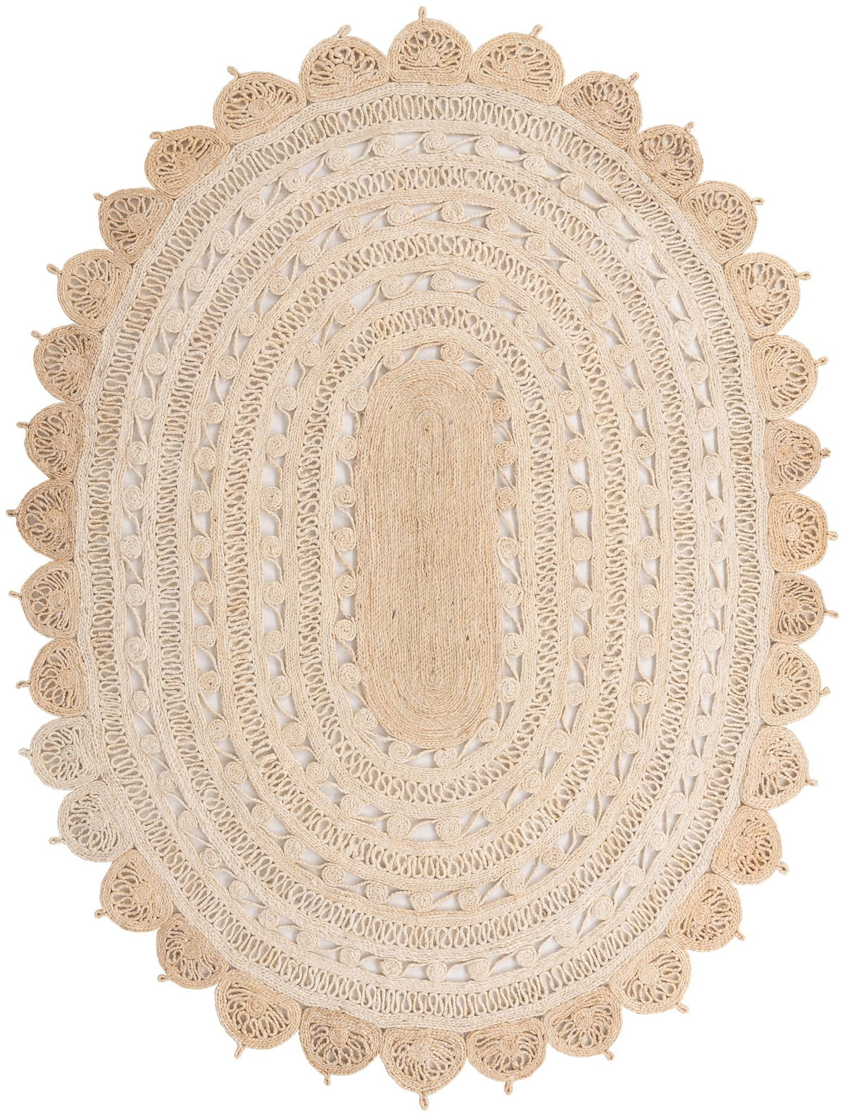 Woven Seaside Jute Collection Area Rug - Coastalhaven (Ivory) Oval Ivory  lifestyle 2