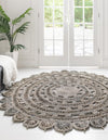 Woven Seaside Jute Collection Area Rug - Coastalhaven (Gray) Round Gray  lifestyle 3