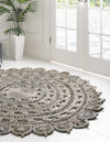 Woven Seaside Jute Collection Area Rug - Coastalhaven (Gray) Round Gray  lifestyle 5