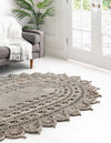 Woven Seaside Jute Collection Area Rug - Coastalhaven (Gray) Oval Gray  lifestyle 6