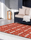 Seaside Lattice Collection Area Rug -  Margate Rectangle Rust Red  lifestyle 19