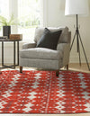 Seaside Lattice Collection Area Rug -  Margate Oval Rust Red  lifestyle 138