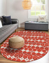 Seaside Lattice Collection Area Rug -  Margate Oval Rust Red  lifestyle 211