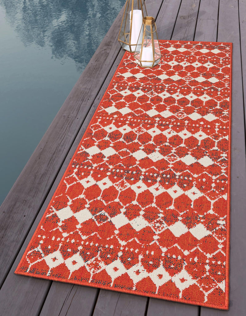 Seaside Lattice Collection Area Rug -  Margate Runner Rust Red  lifestyle 158