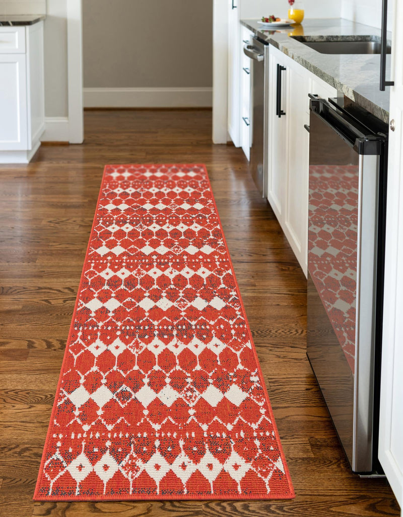 Seaside Lattice Collection Area Rug -  Margate Runner Rust Red  lifestyle 248