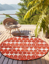 Seaside Lattice Collection Area Rug -  Margate Round Rust Red  lifestyle 192