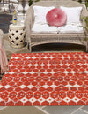 Seaside Lattice Collection Area Rug -  Margate Square Rust Red  lifestyle 140