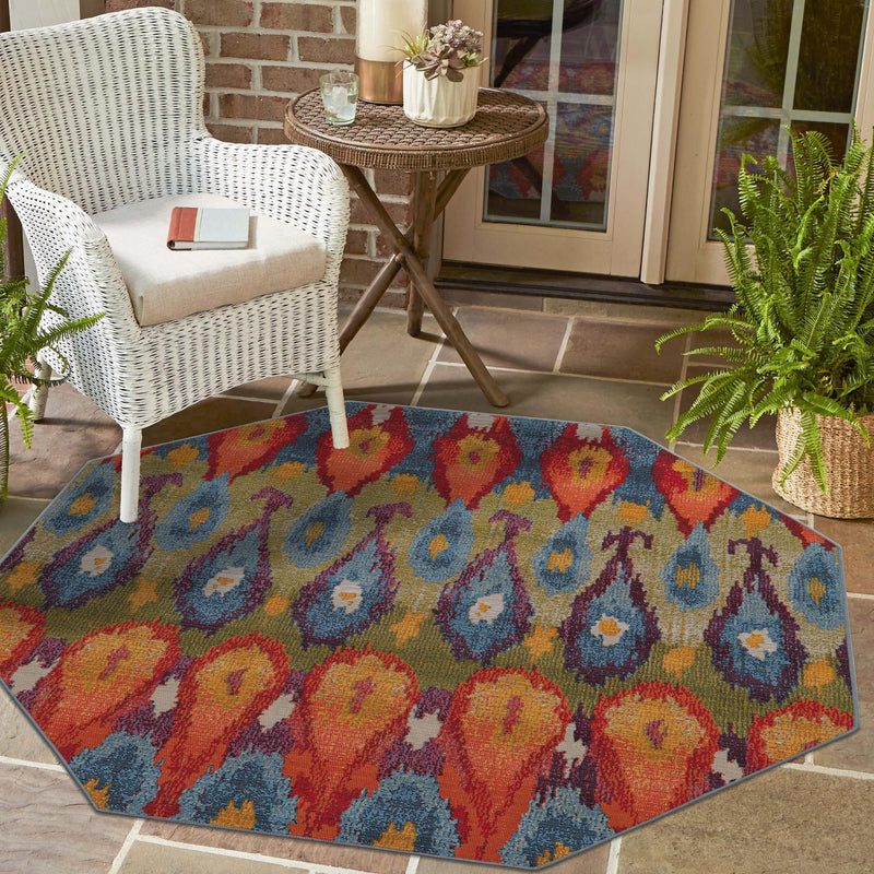 Urban Terrace Collection Area Rug -  Compass Octagon Multi  lifestyle 88