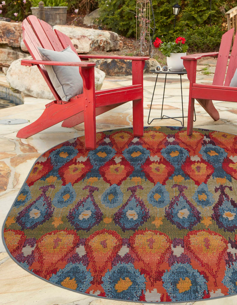 Urban Terrace Collection Area Rug -  Compass Oval Multi  lifestyle 31