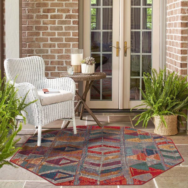 Urban Terrace Collection Area Rug -  Arcade Octagon Multi  lifestyle 87