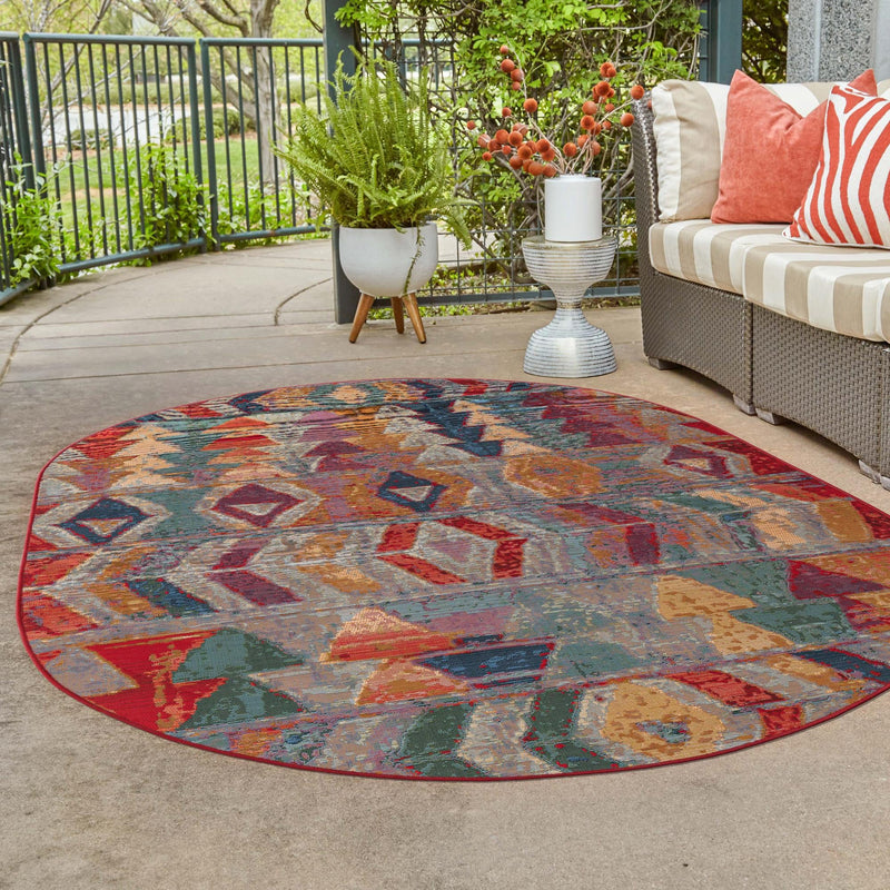 Urban Terrace Collection Area Rug -  Arcade Oval Multi  lifestyle 86