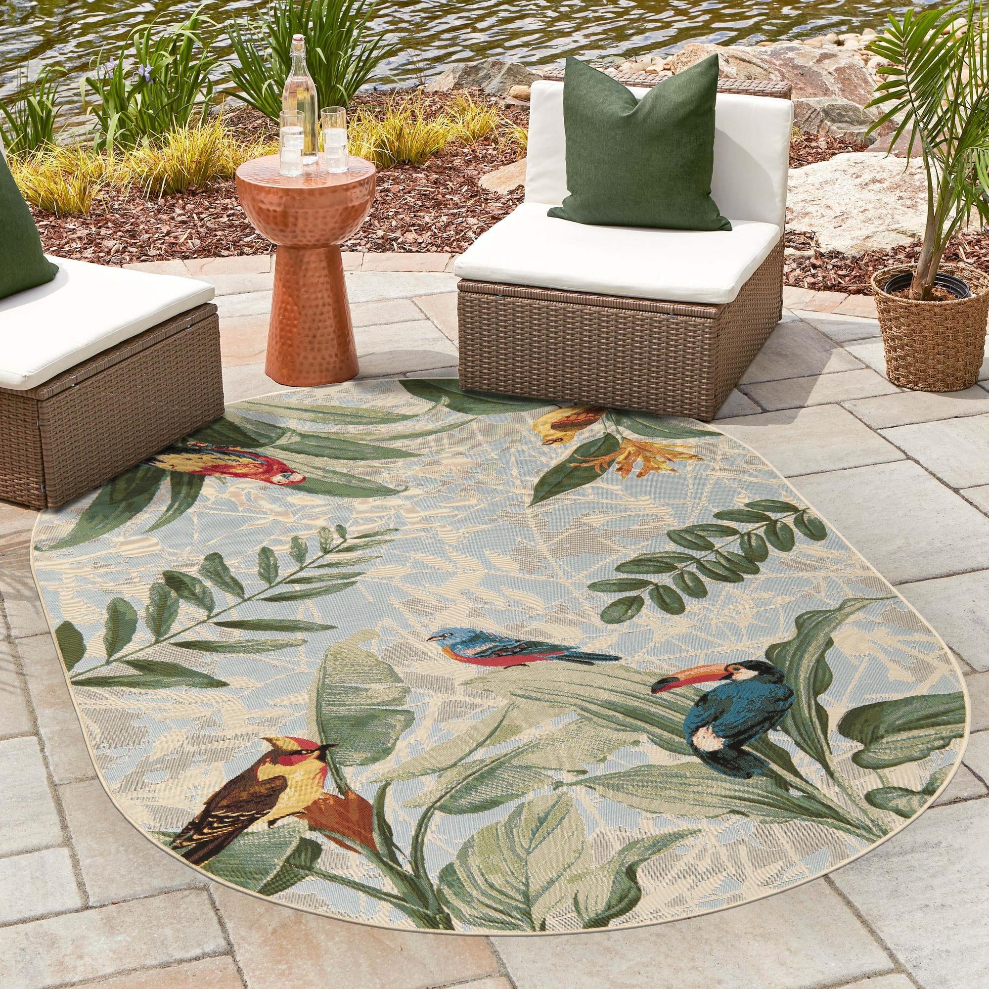 Seaside Blooms Collection Area Rug -  Tropic