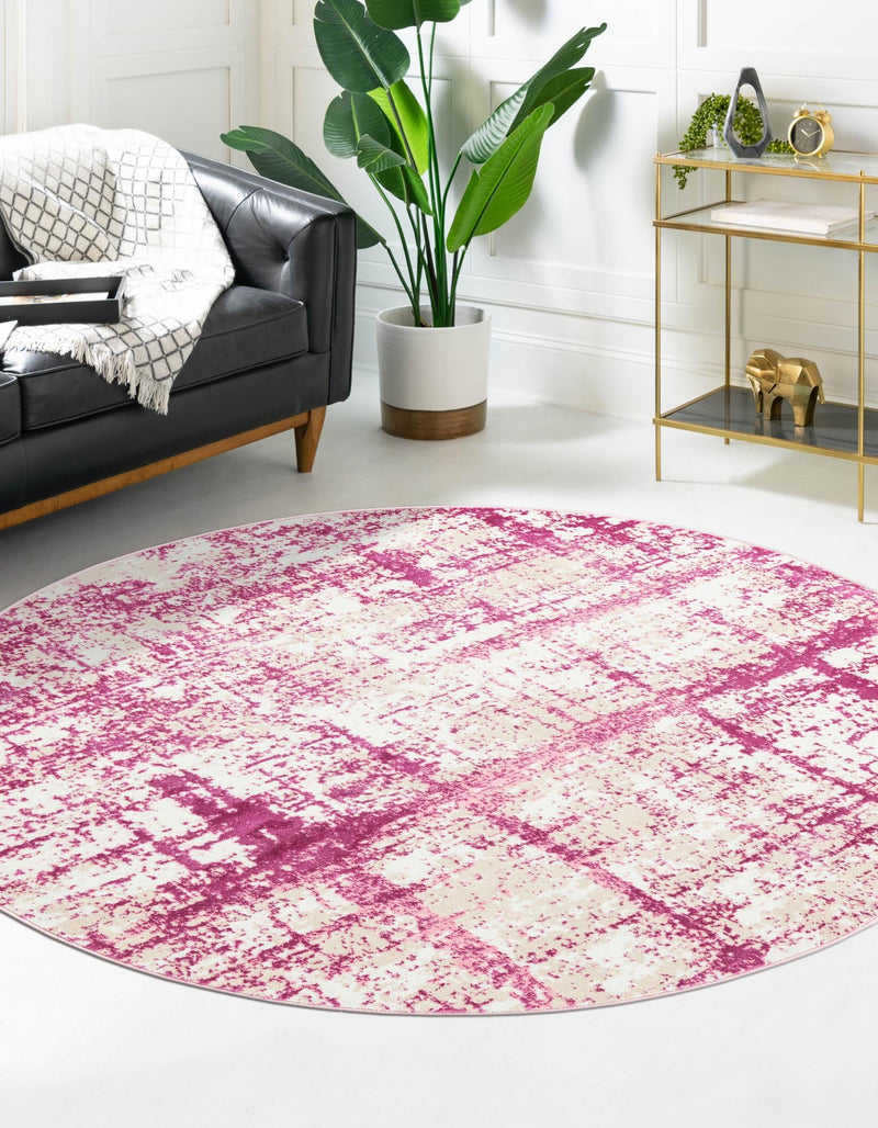 Metro Heights Collection Area Rug -  Flatiron Round Pink  lifestyle 48