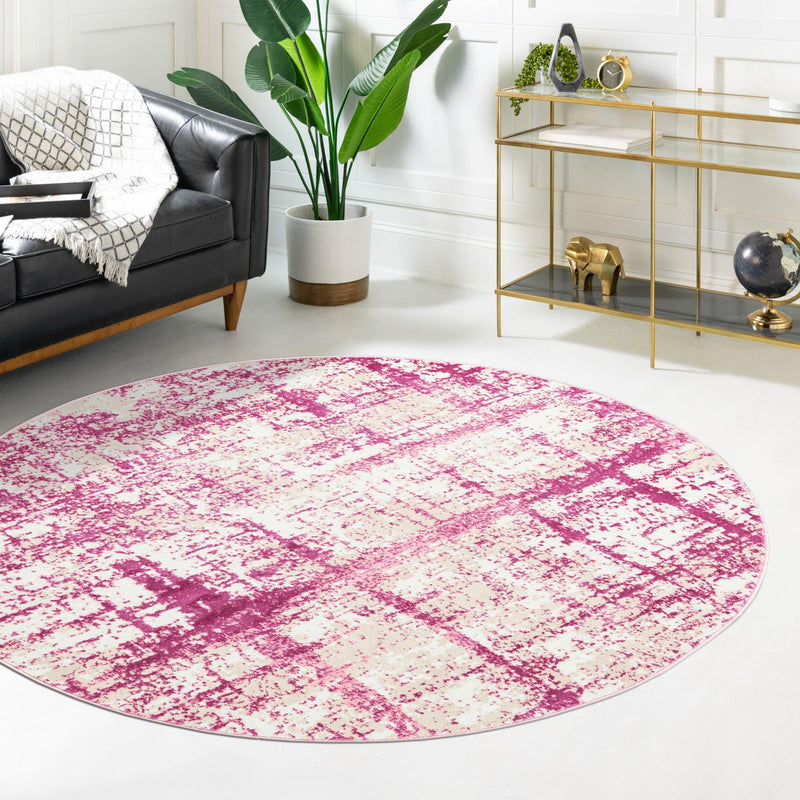 Metro Heights Collection Area Rug -  Flatiron Round Pink  lifestyle 110