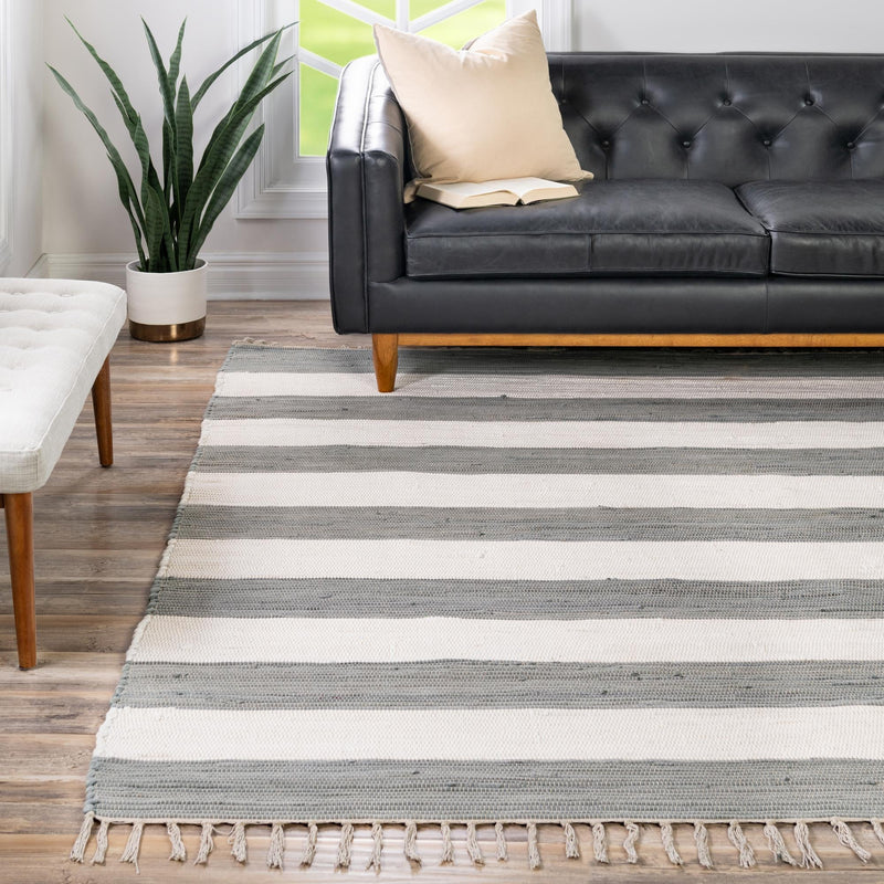 Tassel Trail Collection Area Rug - Pathway (Gray) Square Gray  lifestyle 82