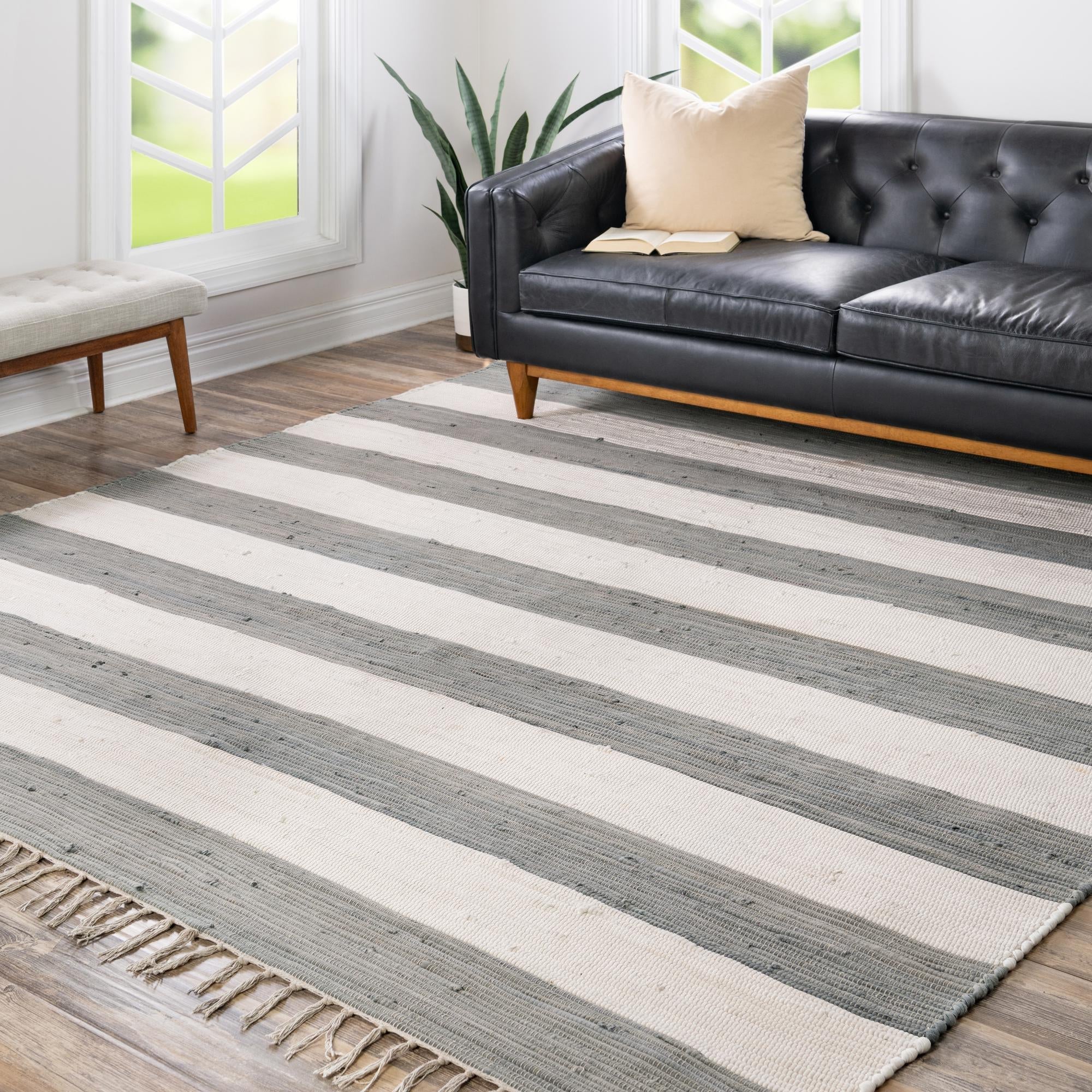 Tassel Trail Collection Area Rug - Pathway (Gray)