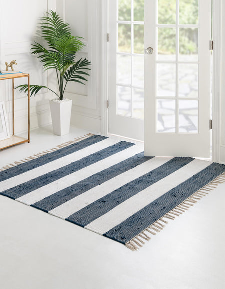 Tassel Trail Collection Area Rug - Pathway (Navy Blue)