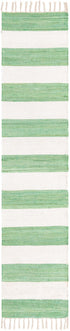 Tassel Trail Collection Area Rug - Pathway (Green and Ivory)