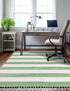 Tassel Trail Collection Area Rug - Pathway (Green and Ivory)