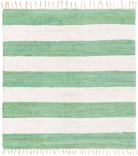 Tassel Trail Collection Area Rug - Pathway (Green and Ivory)