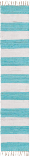 Tassel Trail Collection Area Rug - Pathway (Turquoise and Ivory) Runner Turquoise and Ivory  lifestyle 26