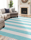 Tassel Trail Collection Area Rug - Pathway (Turquoise and Ivory) Rectangle Turquoise and Ivory  lifestyle 3