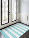 Tassel Trail Collection Area Rug - Pathway (Turquoise and Ivory) Rectangle Turquoise and Ivory  lifestyle 5