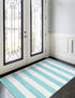 Tassel Trail Collection Area Rug - Pathway (Turquoise and Ivory)