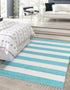 Tassel Trail Collection Area Rug - Pathway (Turquoise and Ivory)