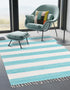 Tassel Trail Collection Area Rug - Pathway (Turquoise and Ivory)